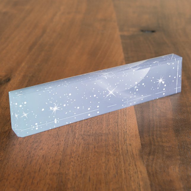 Pastel Starry Sky Blue Gradient Moon Galaxy Design Nameplate (Side)