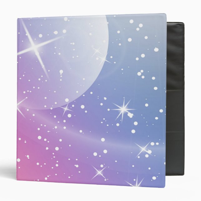 Pastel Starry Sky Pink Purple Gradient Moon Galaxy Binder (Front/Inside)