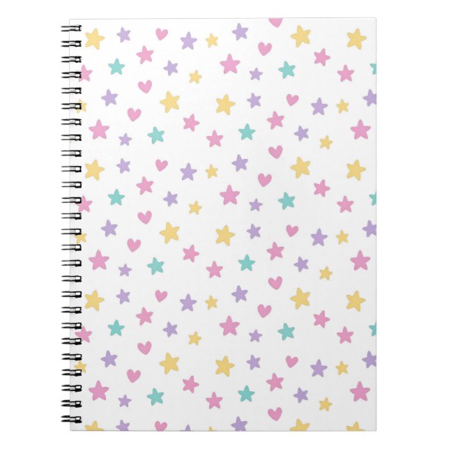 Pastel Stars and Hearts Spiral Photo Notebook  (Front)