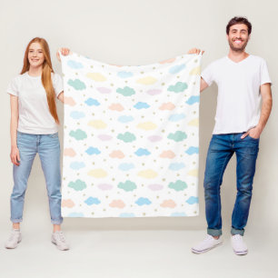 Pastel Stars & Clouds Fleece Blanket