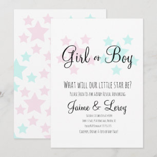 Pastel Stars Gender Reveal He or She Invitation