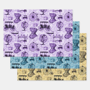 Pastel Steampunk Pattern Wrapping Paper Sheet