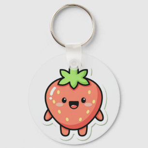 Pastel Strawberry Aesthetic Sticker – Cute Fruit I Keychain