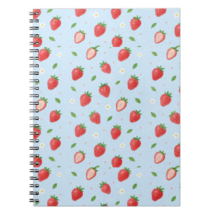 Pastel Strawberry Dreams Seamless Pattern Notebook