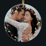 Pastel String Lights 1st Christmas As Mr & Mrs Ceramic Ornament<br><div class="desc">First Christmas As Mr & Mrs ornament with pastel string lights in red,  pink,  mint,  and yellow with a vintage swirly script on the other side personalized with the year.</div>