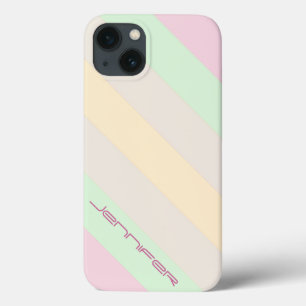 Pastel Stripe Minimalist Personalized Name iPhone 13 Case