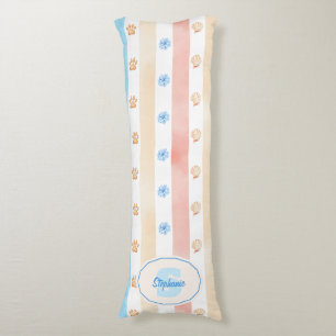 Pastel Stripe - Paw Prints, Blue Flower, Pink Bows Body Pillow