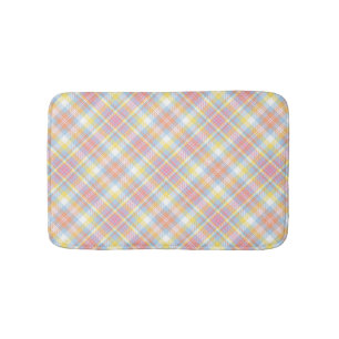 Pastel Stripe Plaid Bath Mat