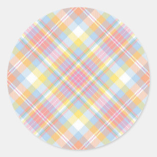 Pastel Stripe Plaid Classic Round Sticker