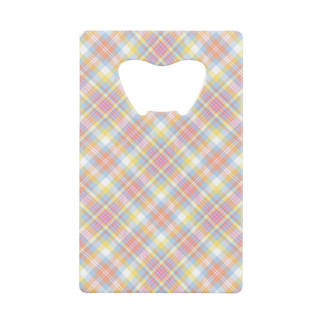Pastel Stripe Plaid Credit Card Bottle Opener (Front)
