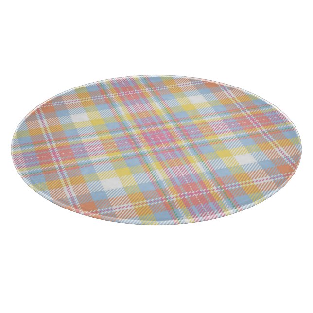 Pastel Stripe Plaid Cutting Board (Corner)