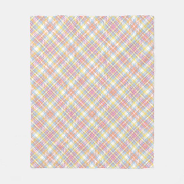 Pastel Stripe Plaid Fleece Blanket (Front)