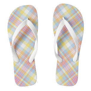 Pastel Stripe Plaid Flip Flops