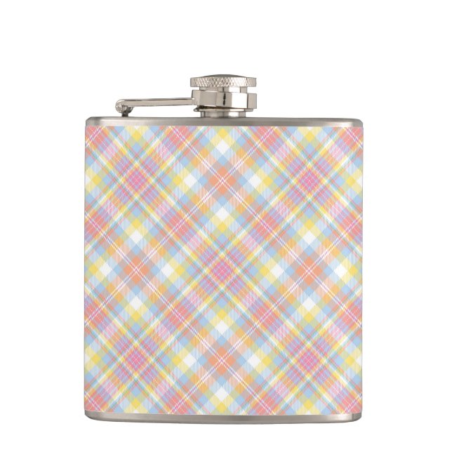 Pastel Stripe Plaid Hip Flask (Front)