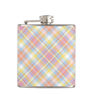 Pastel Stripe Plaid Hip Flask