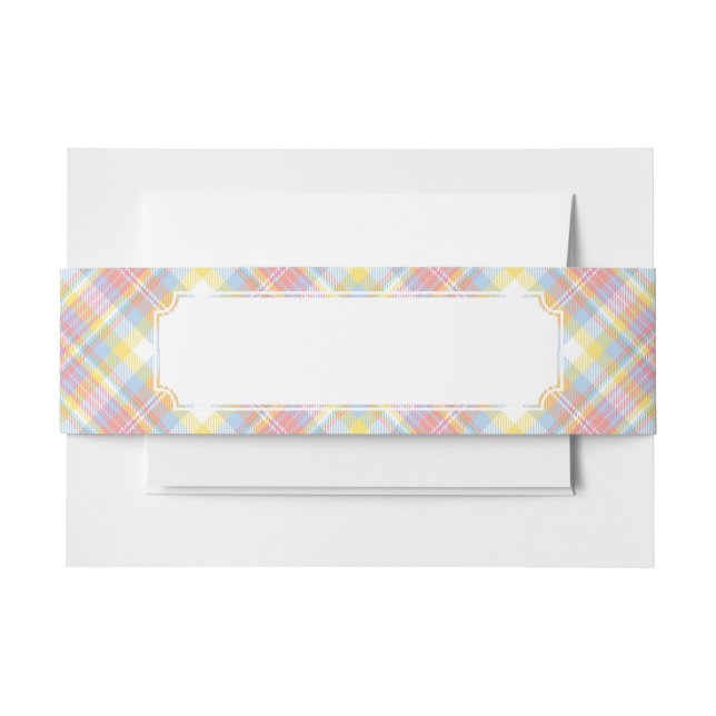 Pastel Stripe Plaid Invitation Belly Band (Front Example)