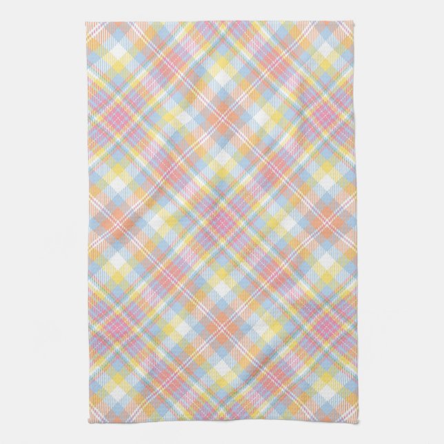 Pastel Stripe Plaid Kitchen Towel (Vertical)