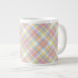 Pastel Stripe Plaid Large Coffee Mug
