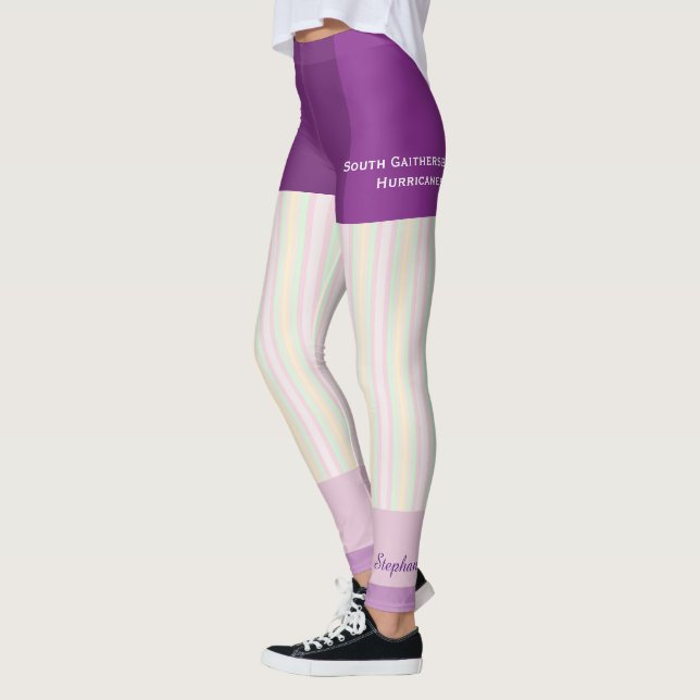 Pastel Stripe Team/Club Leggings with Fake Shorts (Left)
