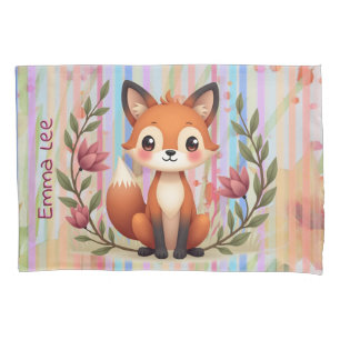 Pastel stripe with little animal pillowcase