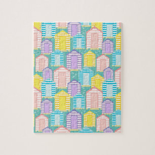 Pastel Striped Beach Huts Jigsaw Puzzle