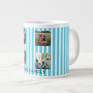 pastel striped family collage large coffee mug
