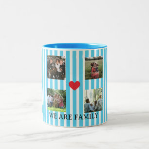 pastel striped family collage Two-Tone coffee mug