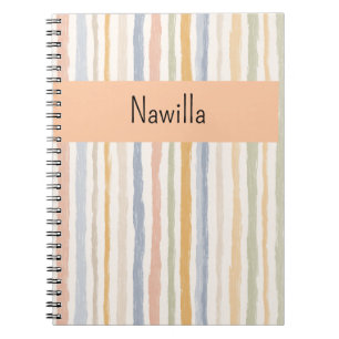 Pastel Striped Notebook with Custom Text