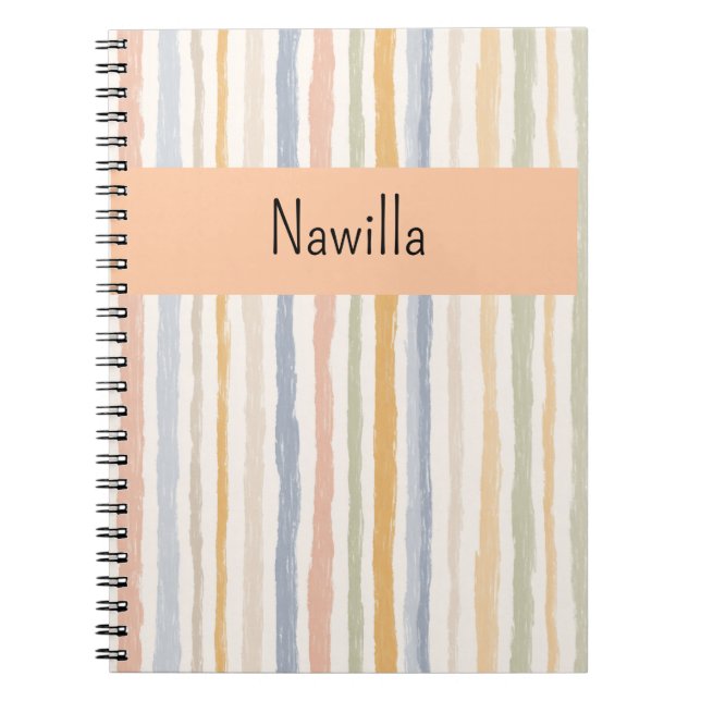 Pastel Striped Notebook with Custom Text (Front)