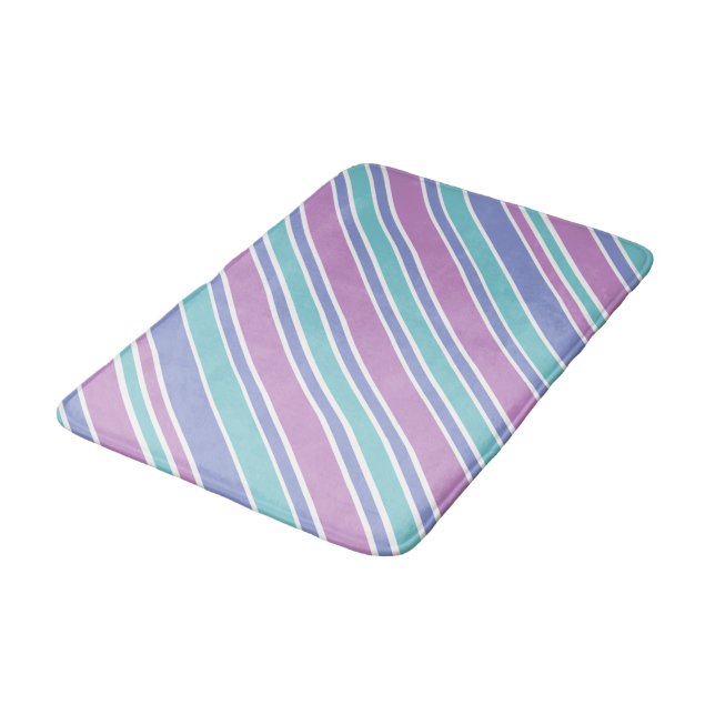 Pastel Striped Pattern Bath Mat (Angled)