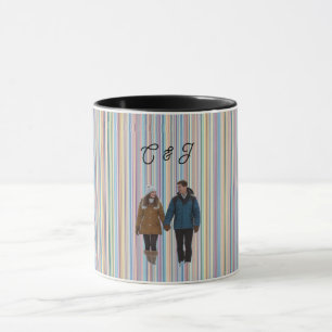 Pastel striped personalized  mug