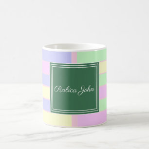 Pastel Striped Personalized Name Coffee Mug