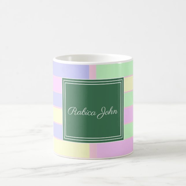Pastel Striped Personalized Name Coffee Mug (Center)