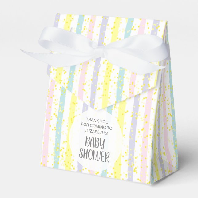 Pastel Stripes Baby Shower Favor Box (Front Side)