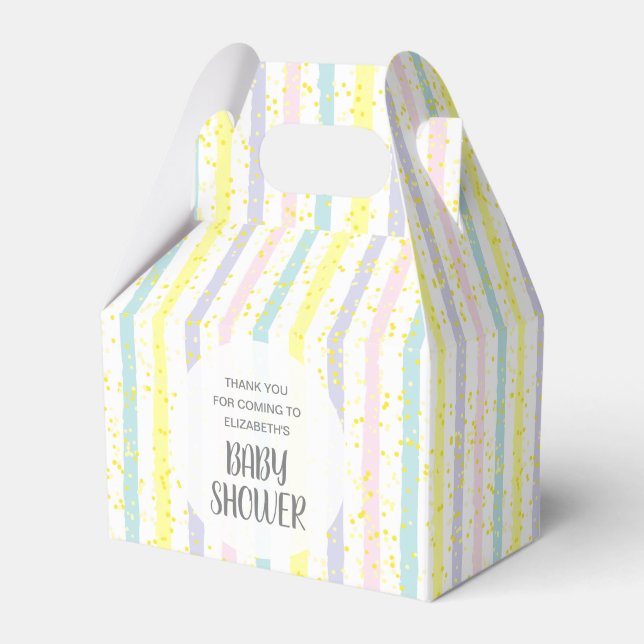 Pastel Stripes Baby Shower Favor Box (Front Side)