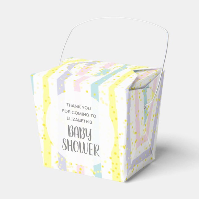 Pastel Stripes Baby Shower Favor Box (Front Side)
