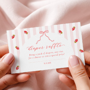 Pastel Stripes Berry Baby Shower Diaper Raffle Enclosure Card