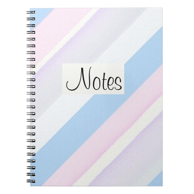 Pastel stripes blue white and pink notebook (Front)