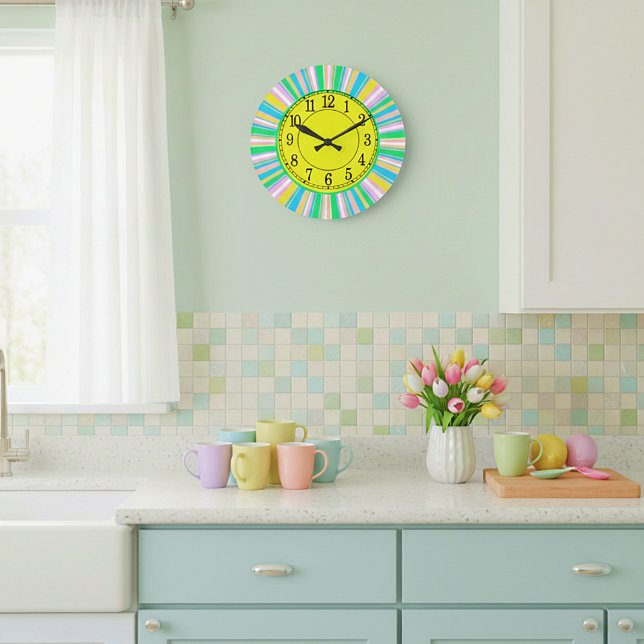 Pastel stripes large clock (Creator Uploaded)