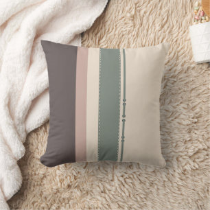 Pastel Stripes Minimalist Home Decor Gift for Her Throw Pillow