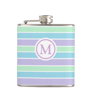 Pastel Stripes Monogrammed Hip Flask
