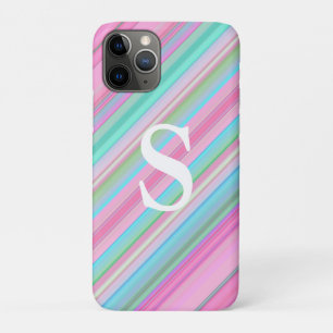 Pastel Stripes Monogrammed iPhone Cell / iPad case