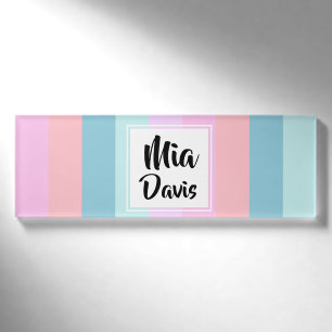 Pastel Stripes Name Tag
