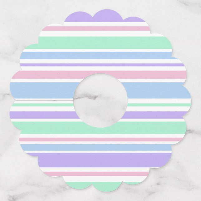 Pastel Stripes Paper Wine Glass Tags (Front)