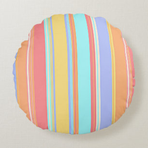 Pastel stripes pattern round pillow
