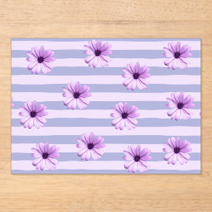 Pastel stripes pattern with Daisies Acrylic Invitations