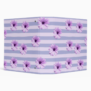 Pastel stripes pattern with Daisies Binder