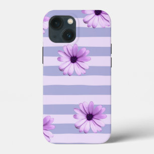 Pastel stripes pattern with Daisies iPhone 13 Mini Case