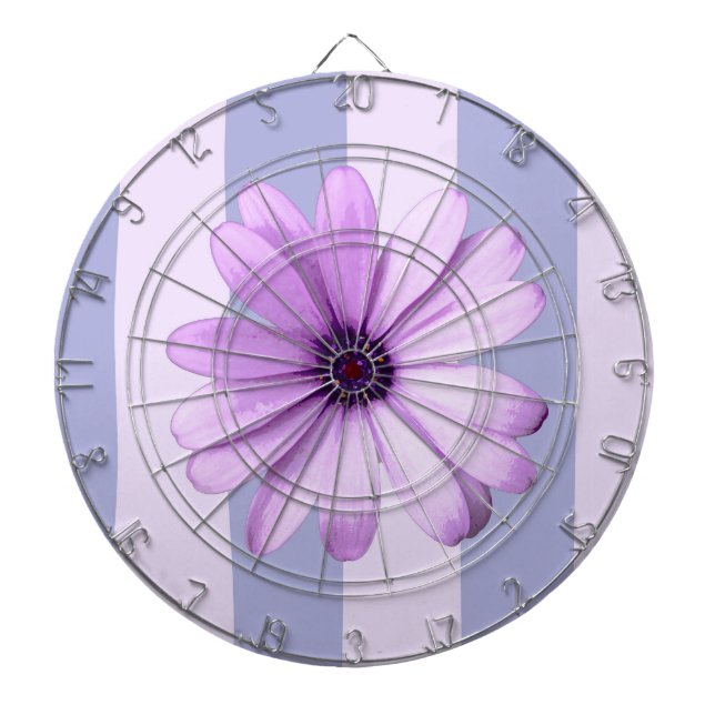 Pastel stripes pattern with Daisies Dartboard (Front)