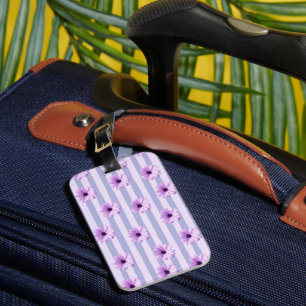 Pastel stripes pattern with Daisies Luggage Tag